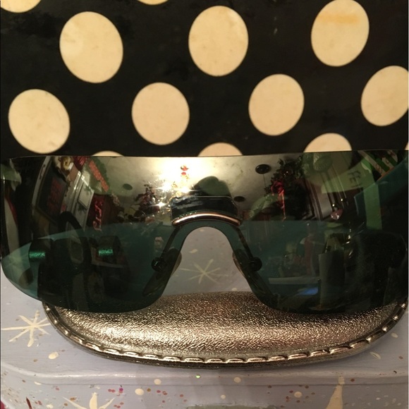 Salvatore Ferragamo polished chrome&smoke wraps - Picture 1 of 3